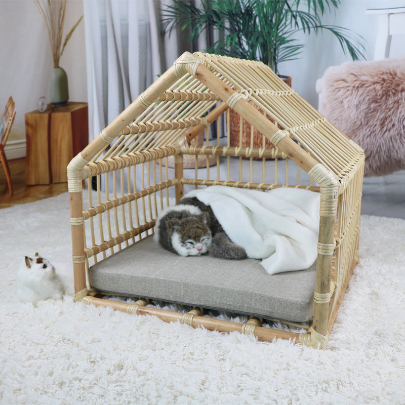 Handmade Rattan Woven Cat Nest