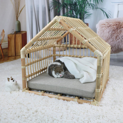 Handmade Rattan Woven Cat Nest
