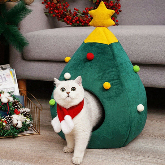 Christmas Tree Cat Beds House